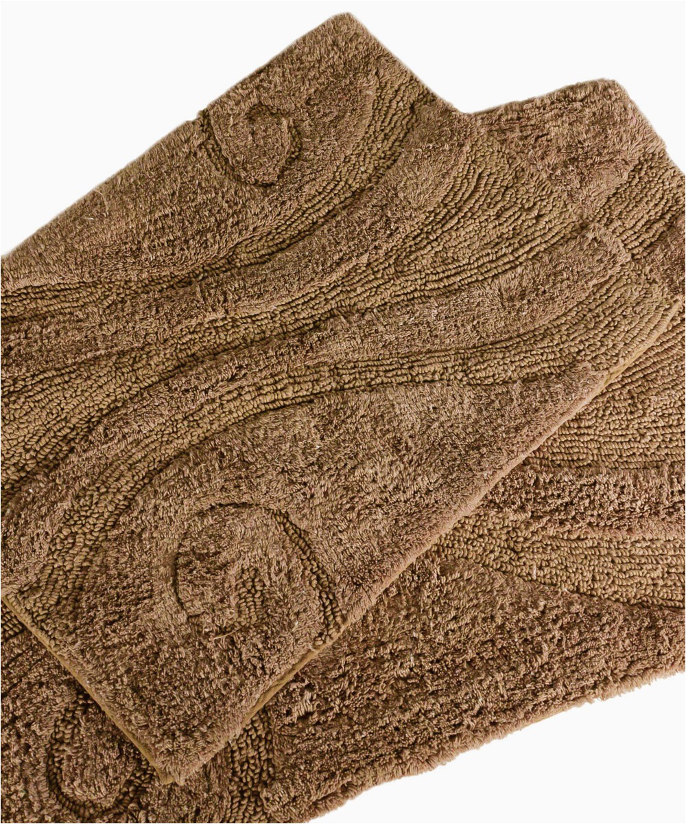 Chocolate Bathroom Rug Sets Swirl Rectangle Cotton Piece Bath Rug Set