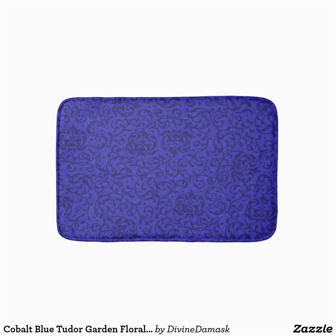 Cobalt Blue Bathroom Rugs Cobalt Blue Tudor Garden Floral Damask Bath Mat Zazzle