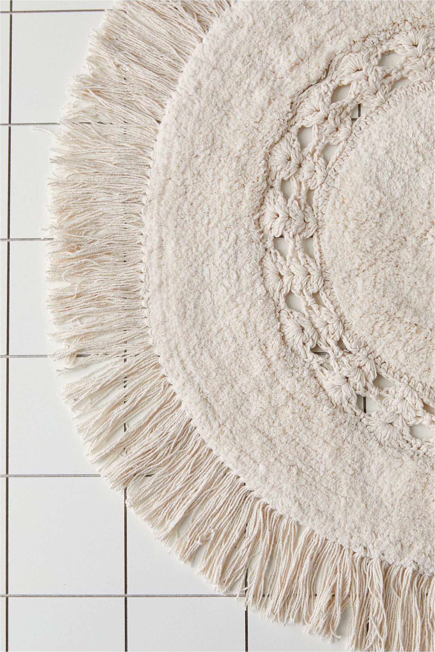 Cream Colored Bath Rugs Raine Crochet Round Bath Mat In 2020