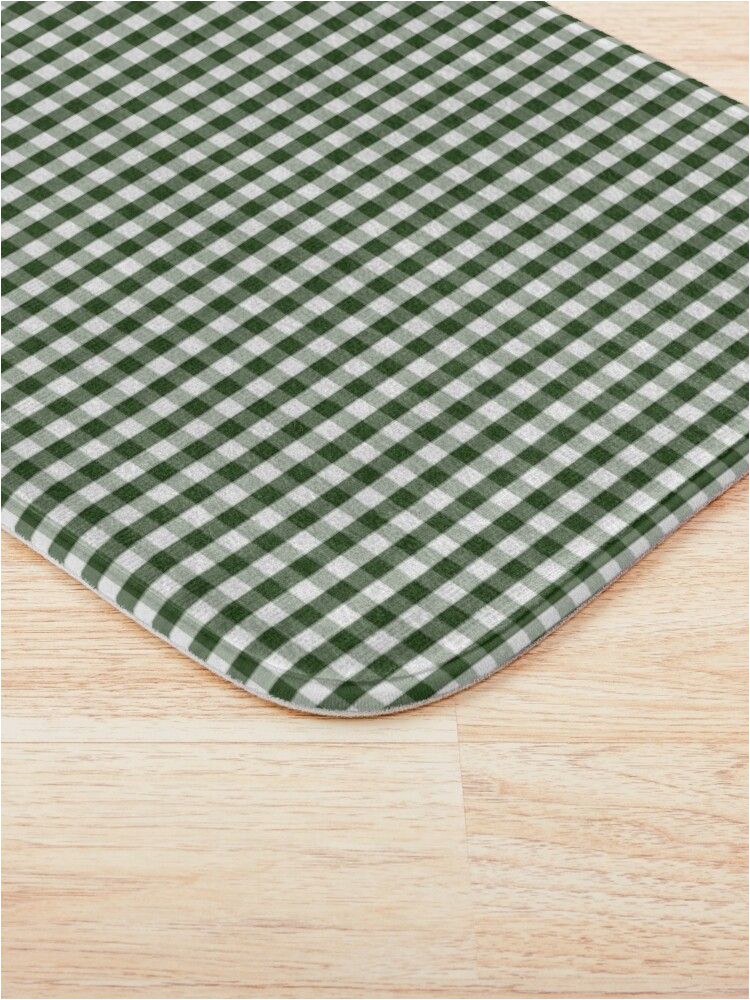 Dark forest Green Bathroom Rugs Small Dark forest Green and White Gingham Check" Bath Mat by