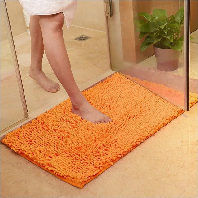 Dark orange Bathroom Rugs soft Microfiber Shaggy Non Slip Absorbent Bath Mat