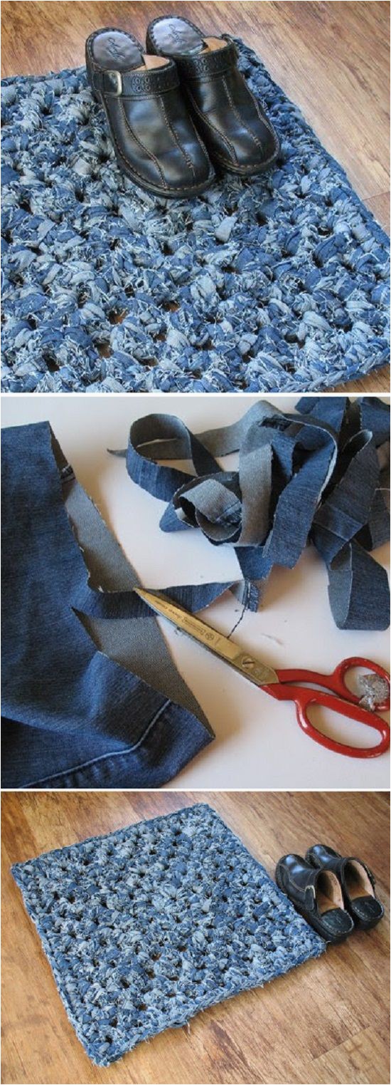 Denim Blue Bath Rug How to Turn Old Jeans Into A Bath Mat