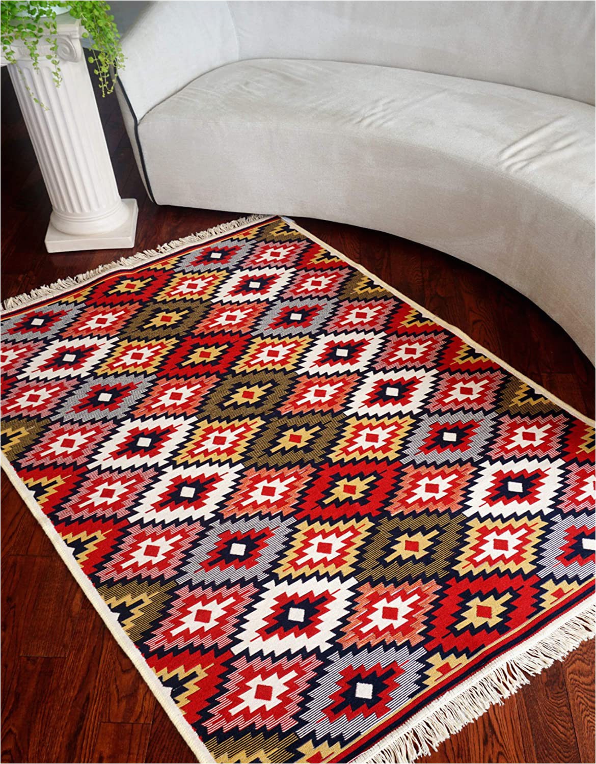 Double Sided Bath Rugs Boho Rugs for Living Room Machine Washable Double Sided Handwoven Cotton 4×6 Ft