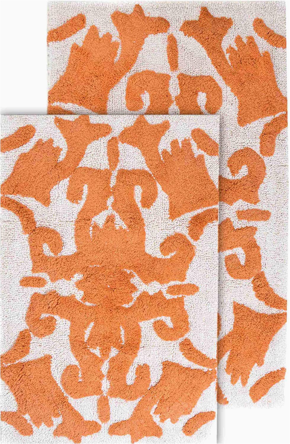 Elegant Bathroom Rug Sets Chesapeake Iron Gate 2pc White & Coral Scroll Bath Rug Set 20"x32" & 23"x39"