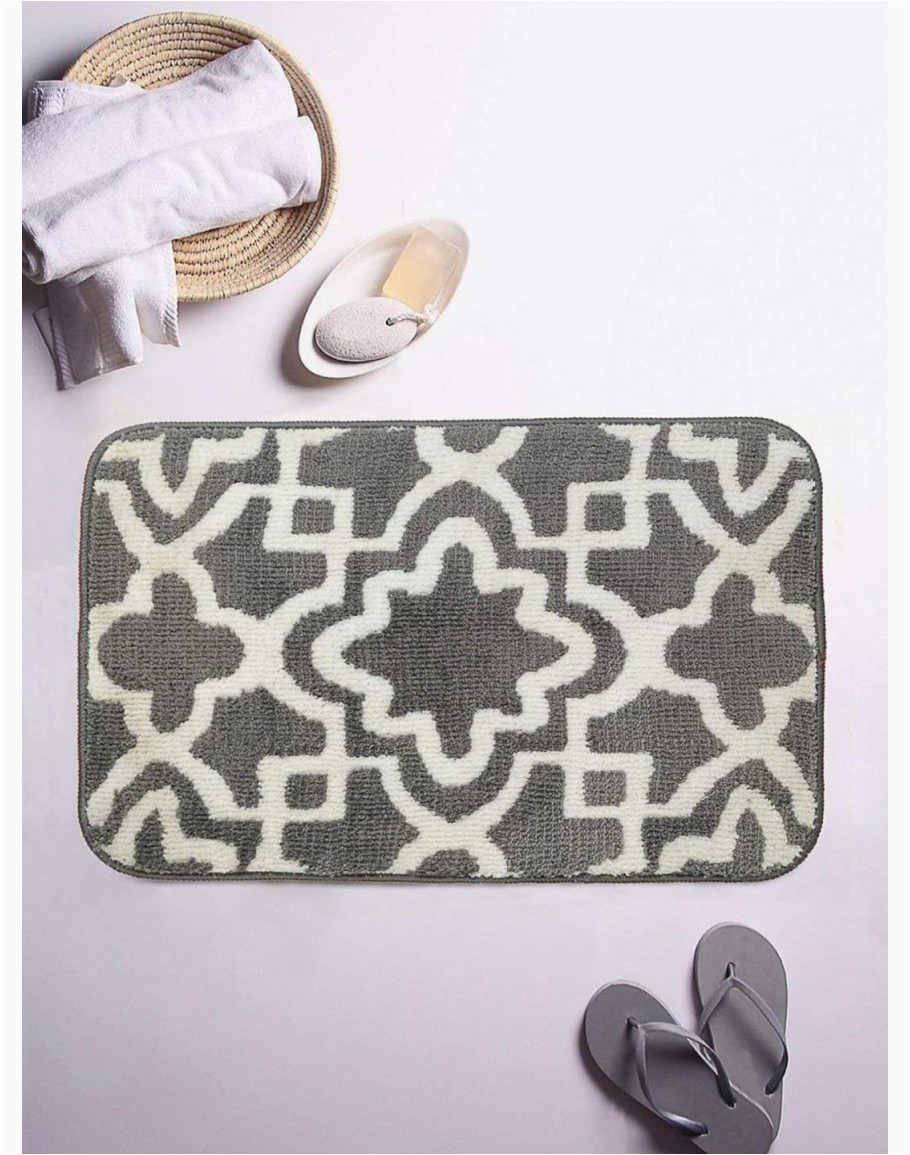 Grey and White Bath Rug Grey and White Microfiber Anti Slip Bath Rug