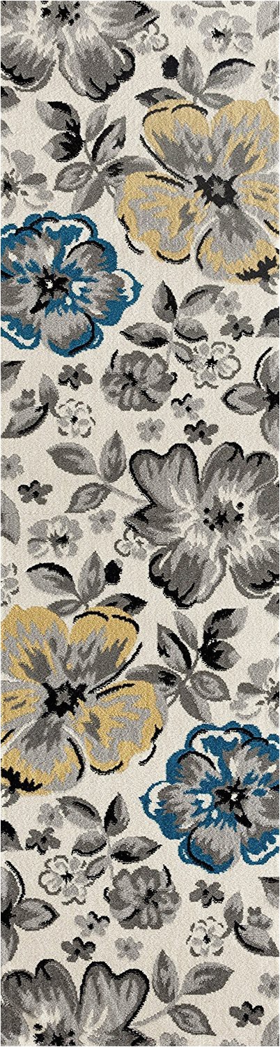 Grey Yellow White area Rug Floral Gray Grey Yellow Blue area Rug – Modern Rugs and Decor