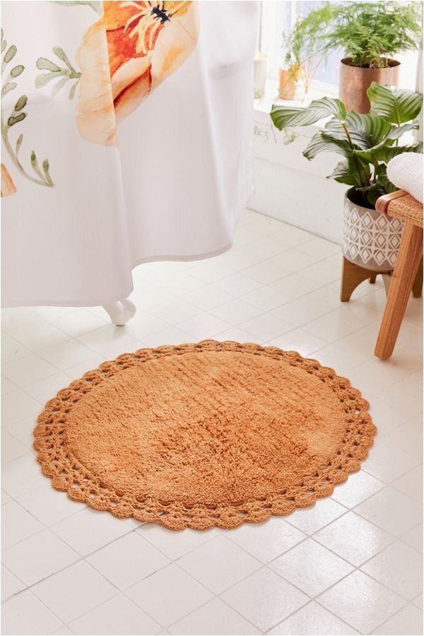 Half Moon Bathroom Rugs Round Crochet Trim Bath Mat