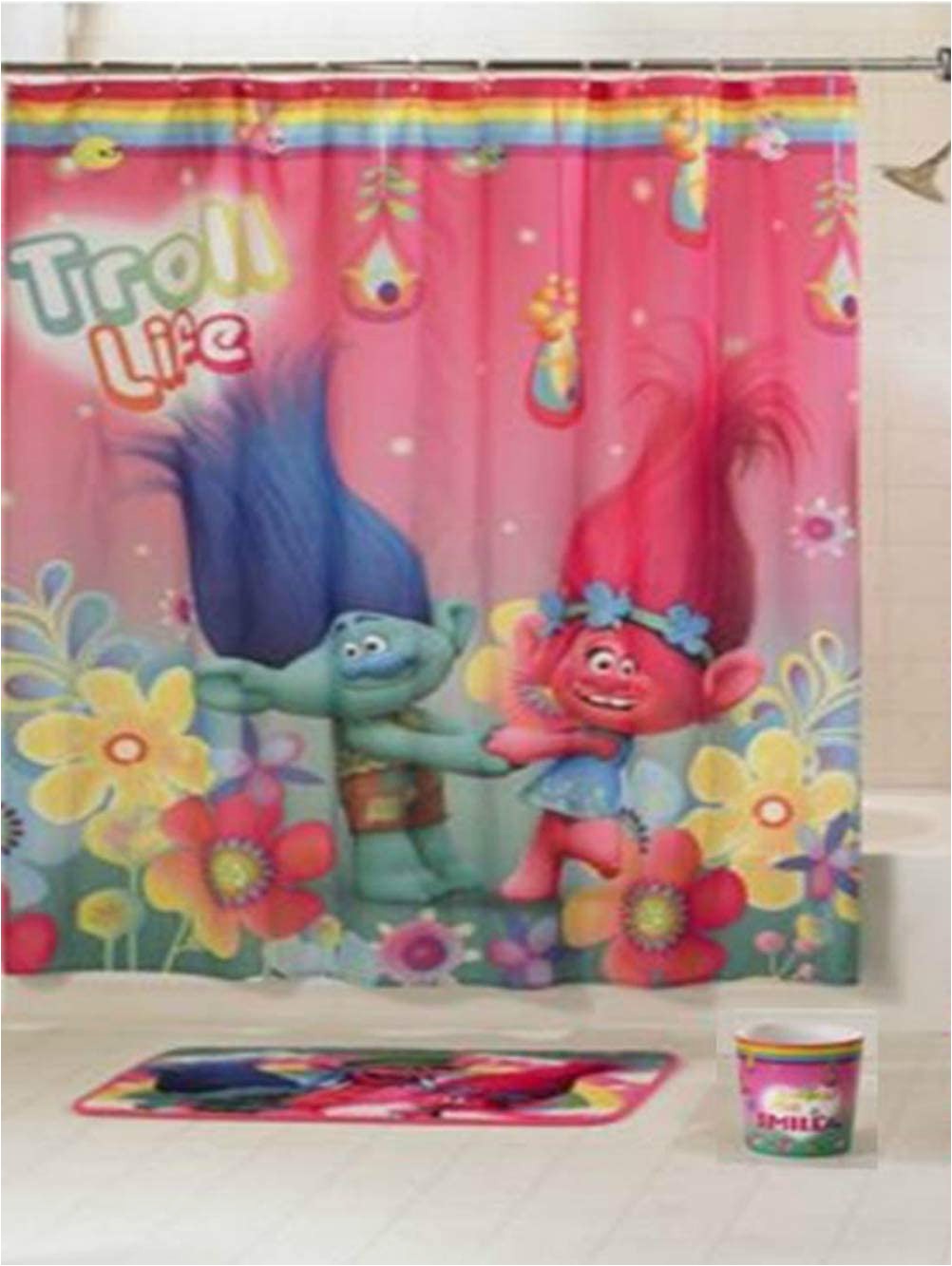 Kids Bathroom Rug Sets Trolls Kids Bathroom Set Shower Curtain Foam Bath Rug