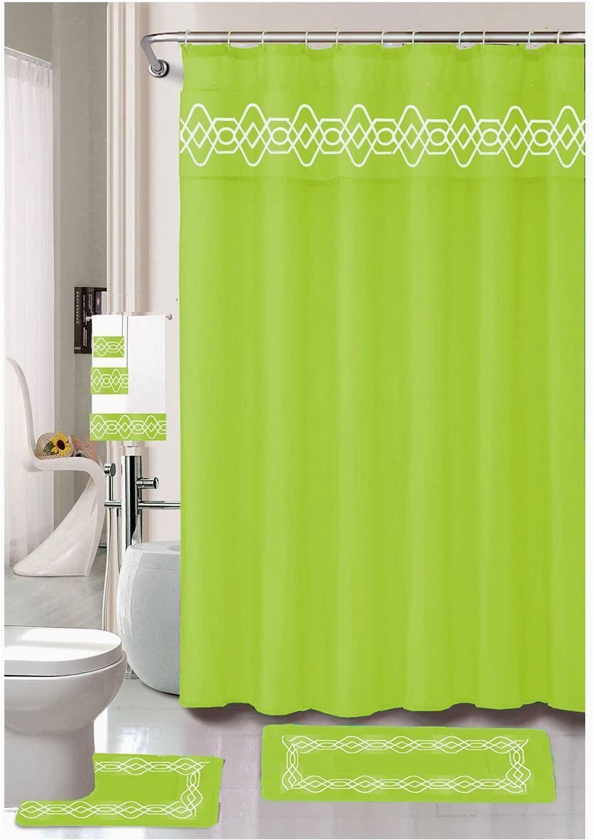 Lime Green Bathroom Rug Sets Amazon Kashi Home Serena Embroidery 18 Pc Bathroom