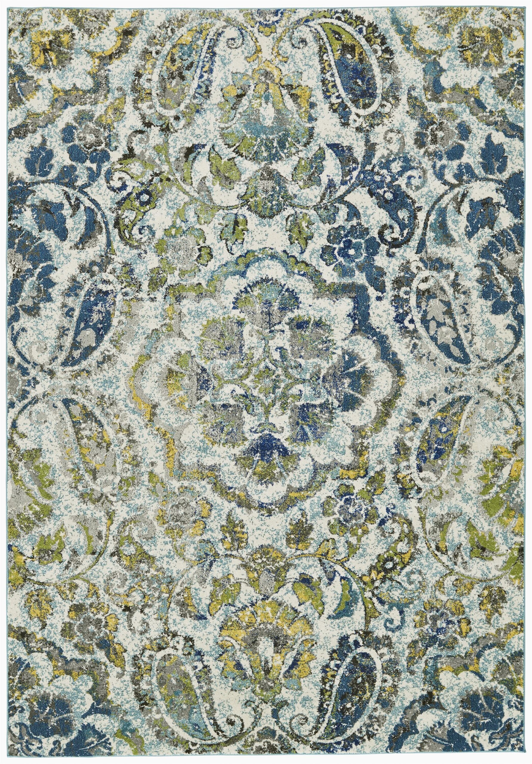 Maples Paisley Floral area Rug Anabranch Paisley Green Blue Yellow Cream area Rug