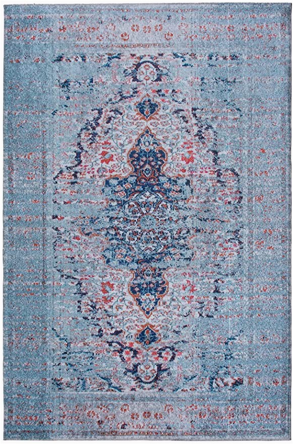 Non Skid Washable area Rugs Mylife Rugs Traditional Vintage Non Slip Machine Washable Distressed area Rug Turquoise Red 3 X5