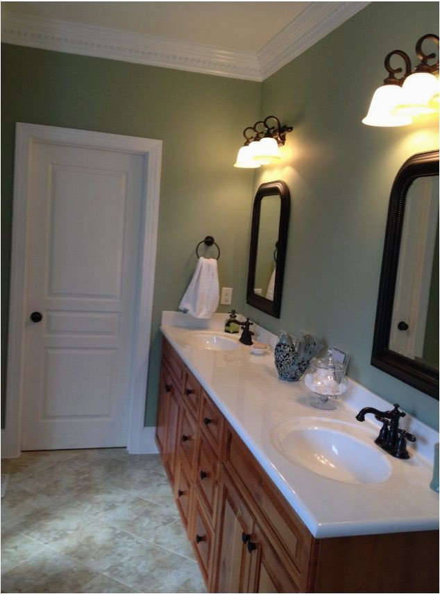 Olive Green Bath Rug Sets Sherwin Williams Clary Sage Paint Color In A Bathroom