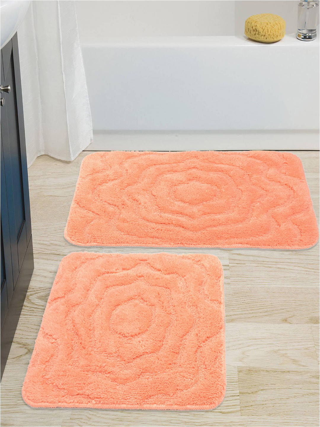 Peach Bathroom Rug Sets Saral Home Set Of 2 Peach Coloured Bath Rug & Contour