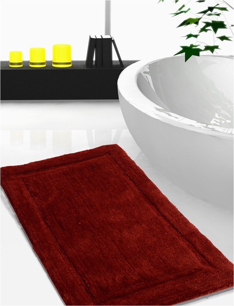 Plush Red Bathroom Rugs Pichardo solids Microfiber Bath Rug