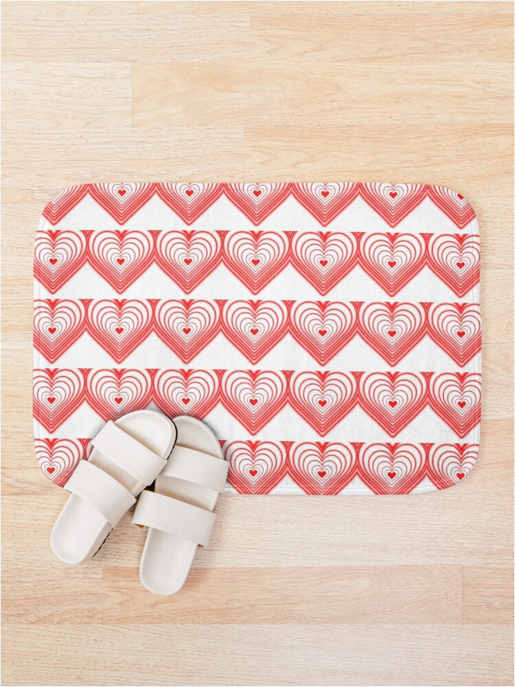 Red and White Bath Rug Red & White Heart
