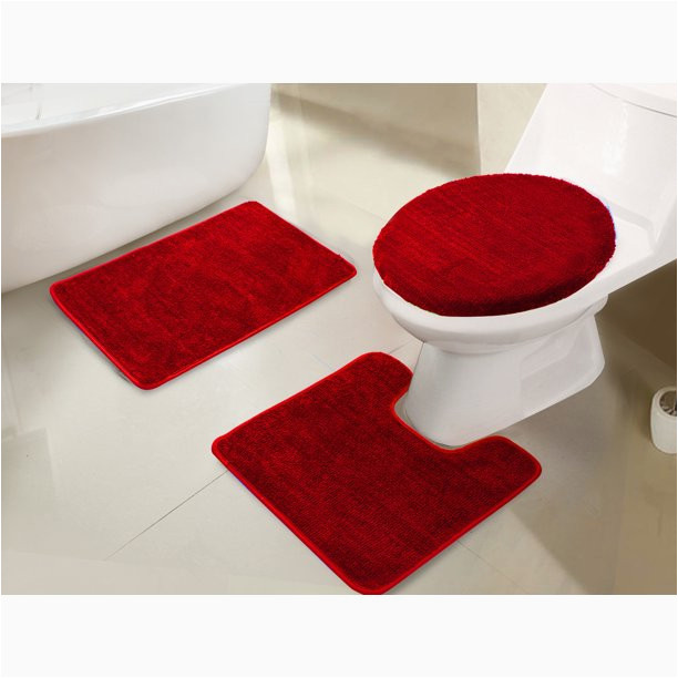 Red Bathroom Rugs Walmart Imperial 3-piece Bath Rug Set In Red