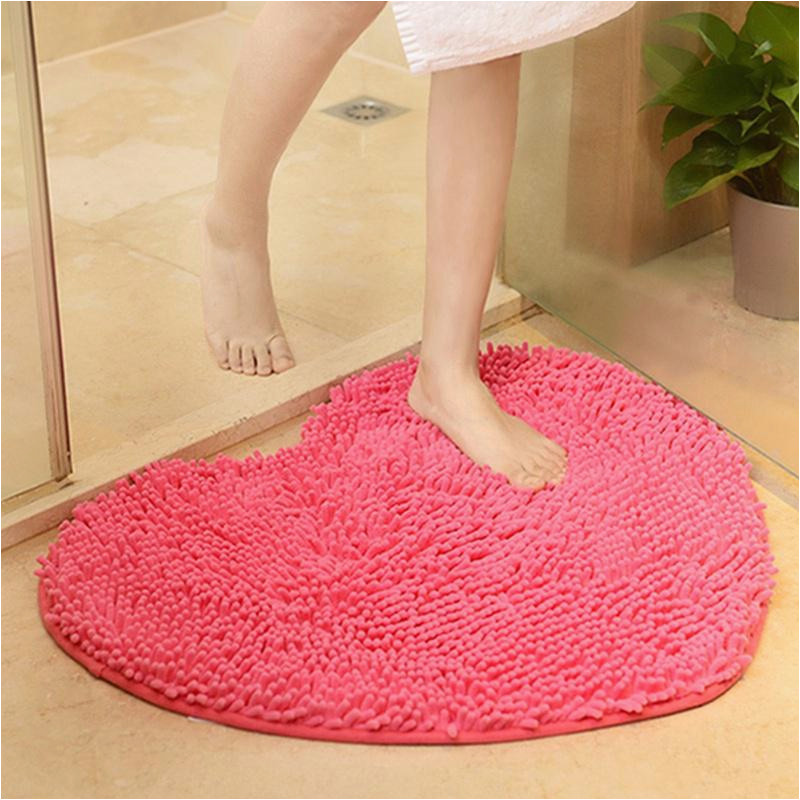 Red Fluffy Bathroom Rugs Adeeing Red Heart Love Microfiber Chenille soft Fluffy Rug