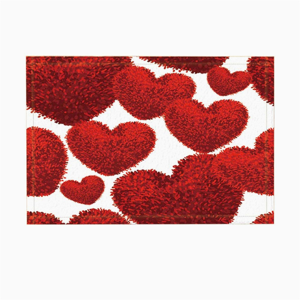 Red Fluffy Bathroom Rugs Decor Red Fluffy soft Heart toys for Lover Bath Rugs Non
