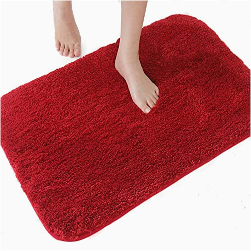 Red Fluffy Bathroom Rugs Red Bath Mat Amazon Co Uk