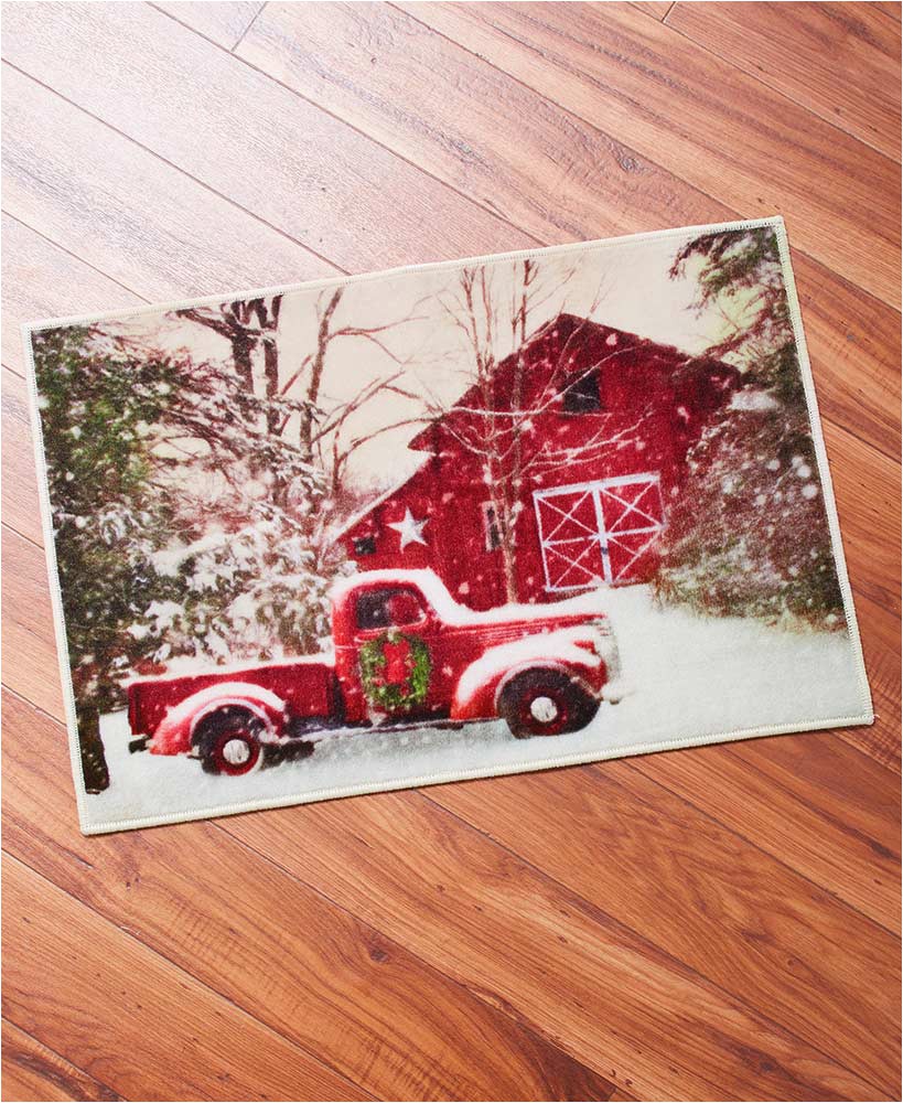 Red Truck Bathroom Rug Home for the Holidays Bathroom Collection