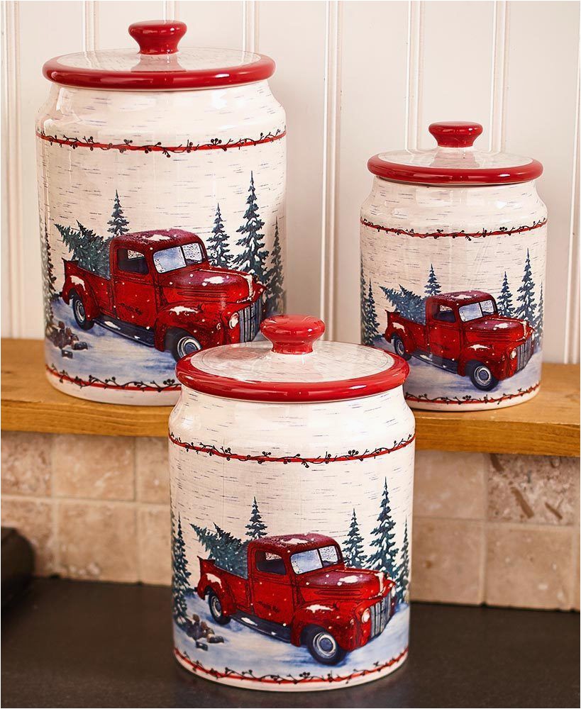 Red Truck Bathroom Rug Red and White Cannister Set Old Red Pickup Truck Kitchen