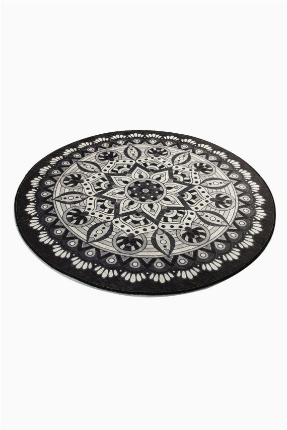 Round Brown Bathroom Rug Black & White Red Blue Brown Mandala Round Home Decor Bathroom Rug soft Bath Mat Eco Friendly Gift for Her Diameter 40"