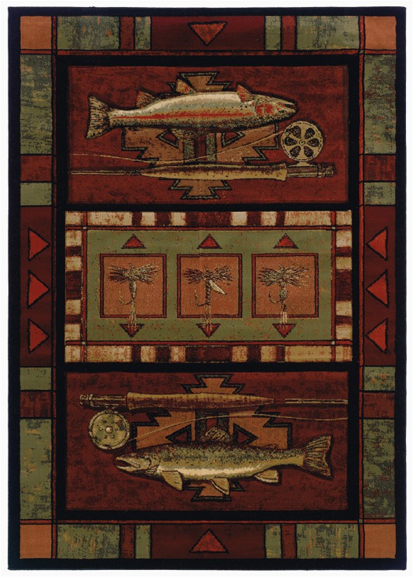 Rustic Cabin Lodge area Rugs Rugs — Rainbow Trout Cabin Rug — Woodland Things