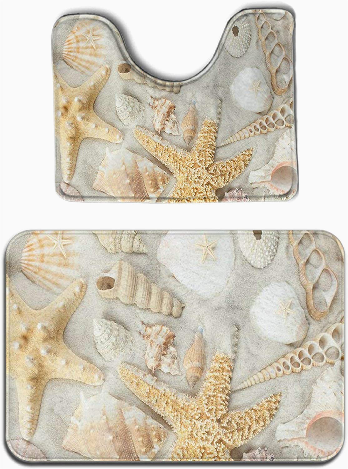 Seashell Bathroom Rug Set Amazon Sweet Tang Seashells Starfish On White Sand