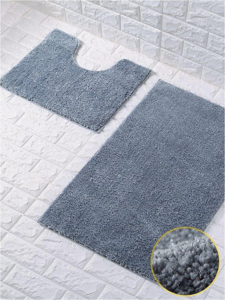 Silver Grey Bathroom Rugs Shiny Sparkling 2pcs Bath Mat Sets Non Slip Water Absorbent Bathroom Rugs Silver by fort Collections