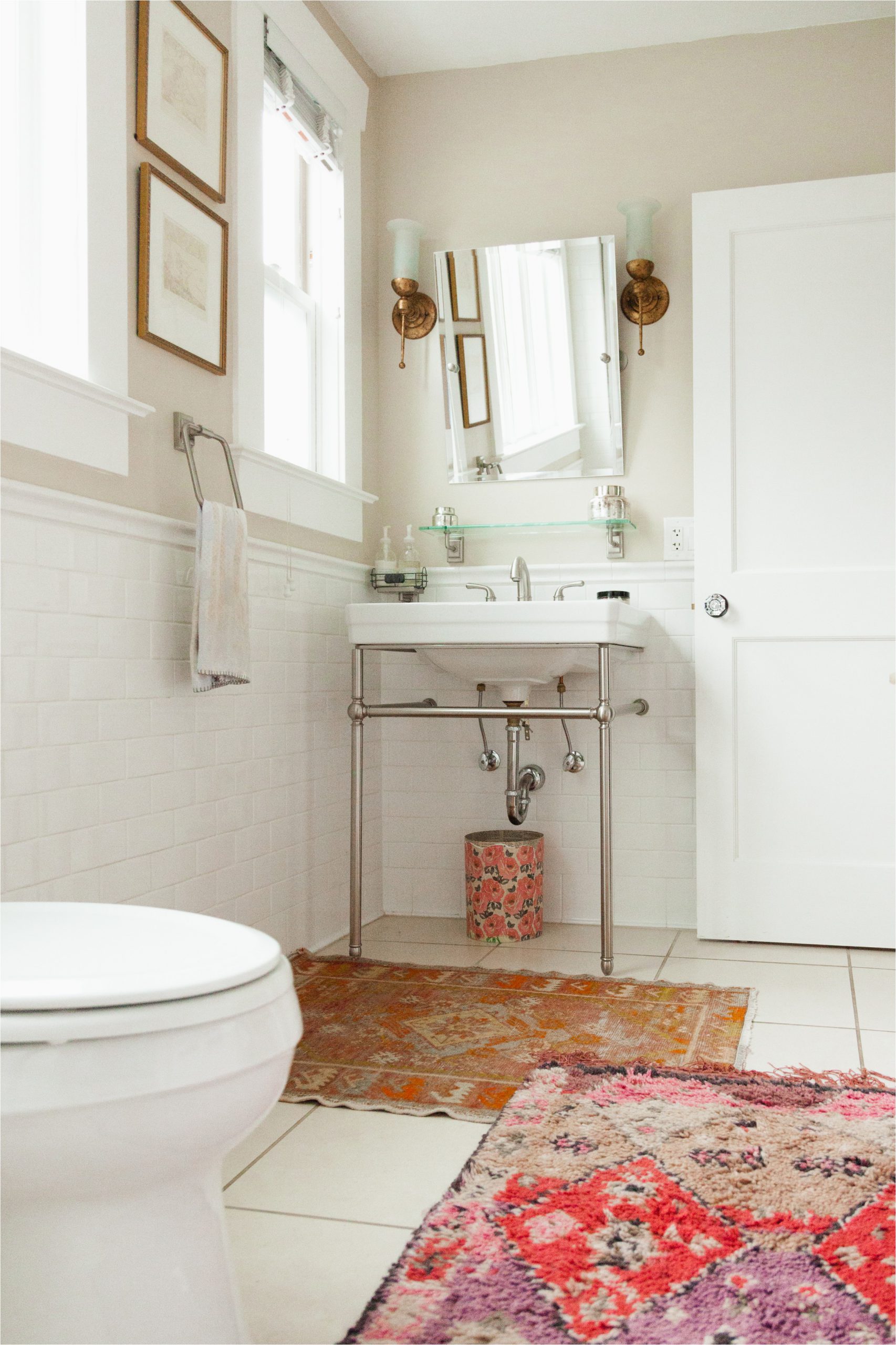 Small White Bath Rug Look We Love Using Real Rugs In the Bathroom