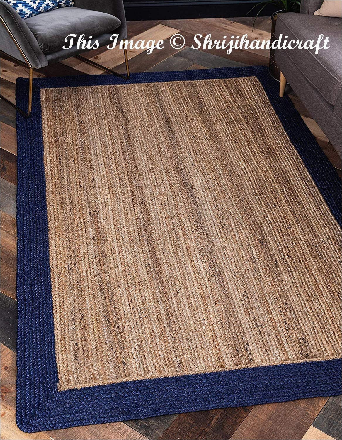 Solid Color area Rugs 6×9 Indian Braided Floor Rug Handmade Jute Rug Natural Jute