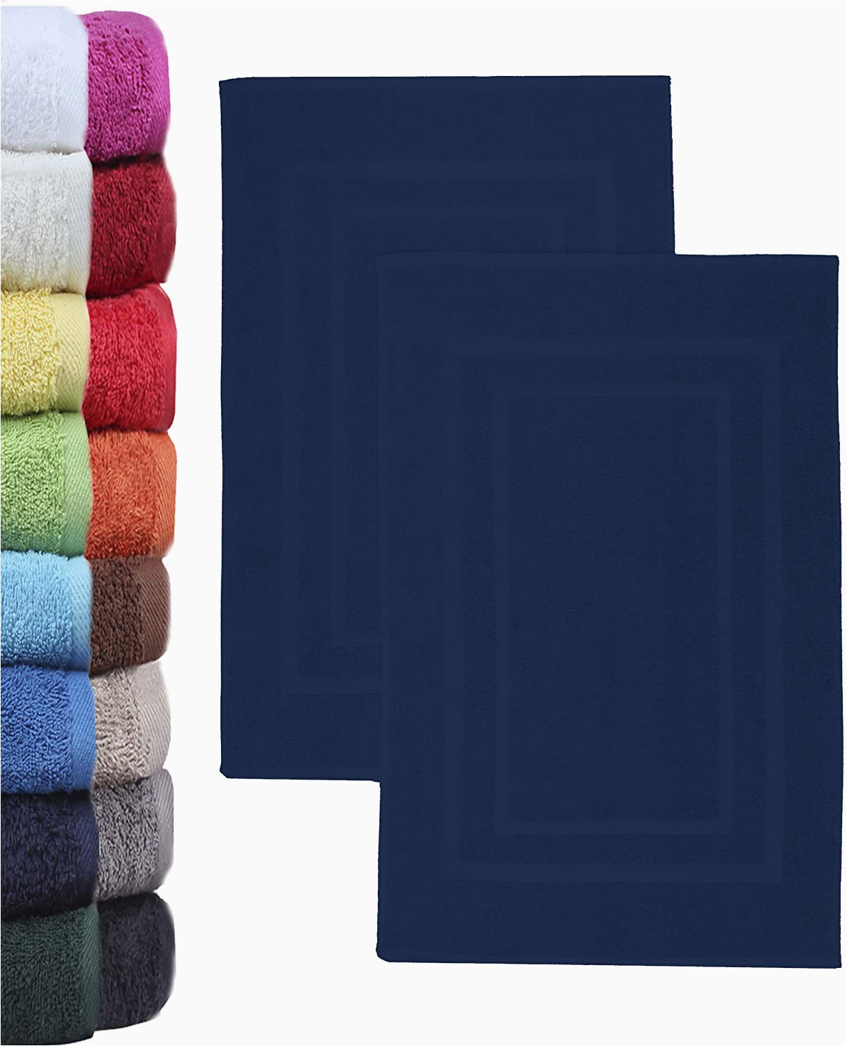 Terry Cloth Bath Rug Naturemark Pack Of 2 Terry towelling Bath Mats 50 X 80 Cm Cotton Navy Blue