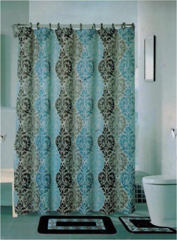 Turquoise and Brown Bathroom Rugs 15pc Blue Turquoise Stripe Bathroom Bath Mats Set Rug Carpet