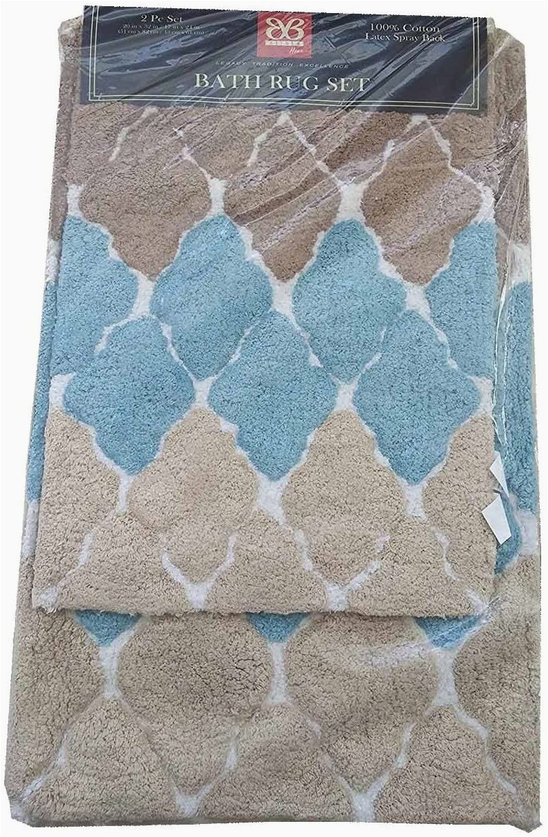 Turquoise and Brown Bathroom Rugs Amazon Bibb Home 2pc Bath Rug Set Cotton Latex