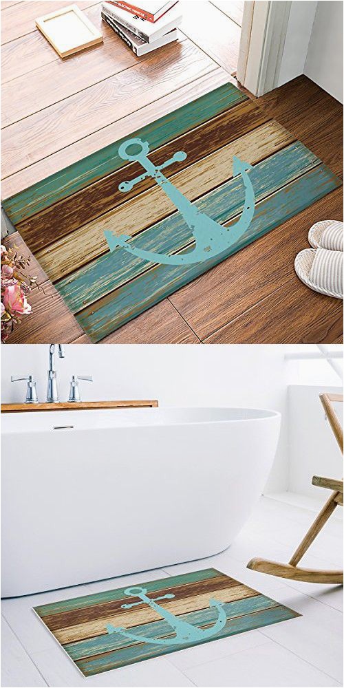 Turquoise and Brown Bathroom Rugs Homecreator Bathroom Rug Vintage Retro Nautical Anchor