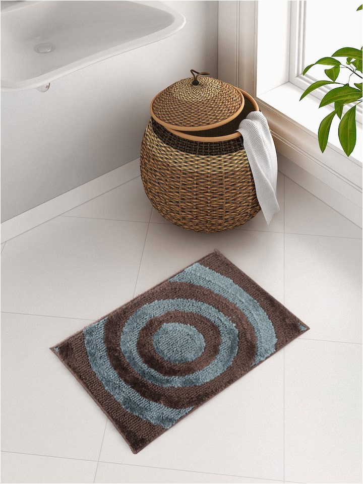 Turquoise and Brown Bathroom Rugs Spaces Brown & Blue Circular Patterned Bath Rug