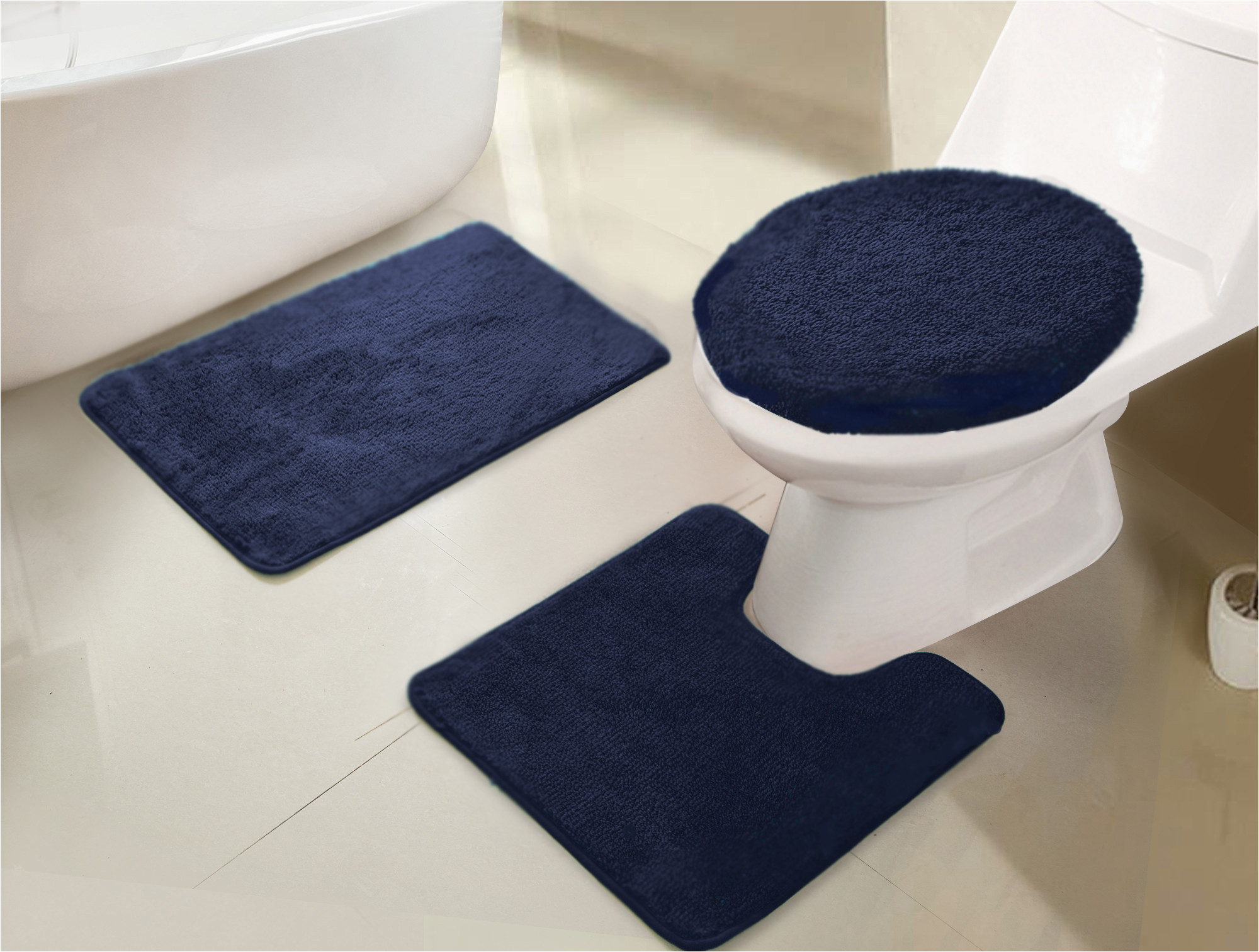 Walmart 3 Piece Bathroom Rug Set Imperial 3 Piece Bath Rug Set In Navy Walmart Com