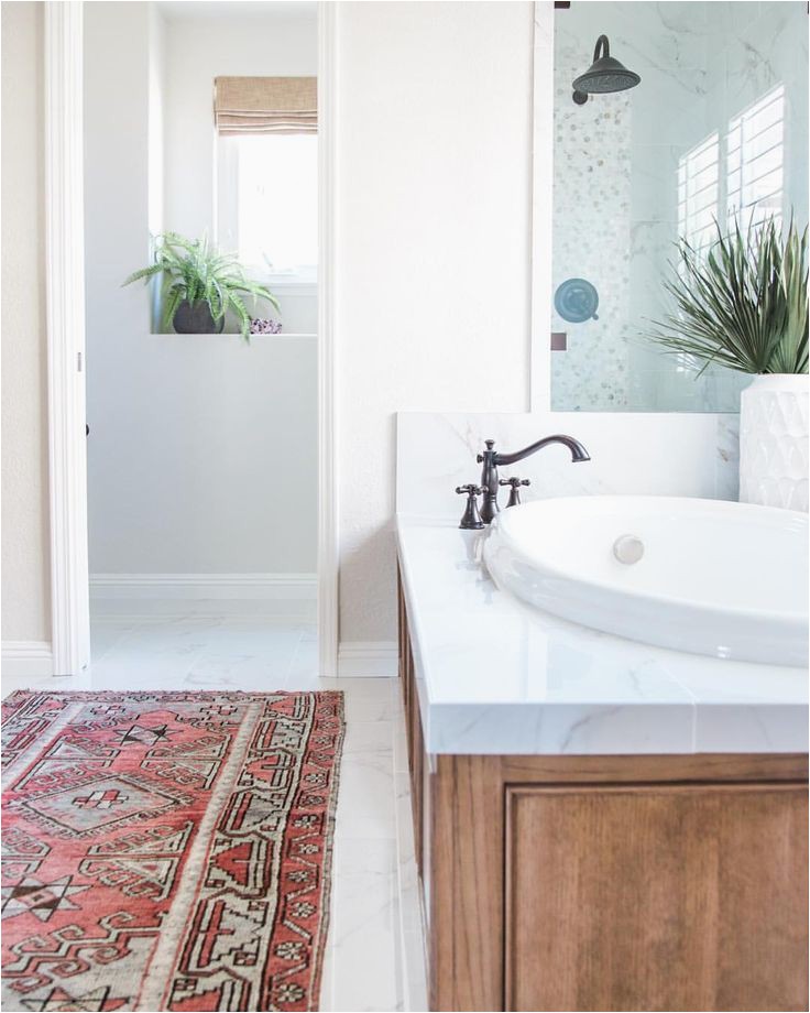 Wine Colored Bathroom Rugs Pop Of Color with Vintage Rug Pure Salt Interiors