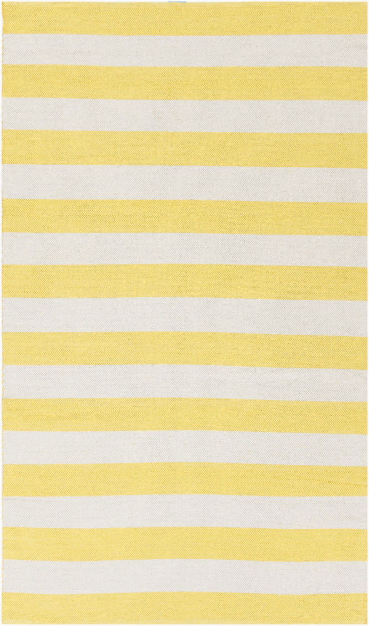 Yellow and White Striped area Rug Sandifer Striped Handwoven Flatweave Cotton Yellow area Rug