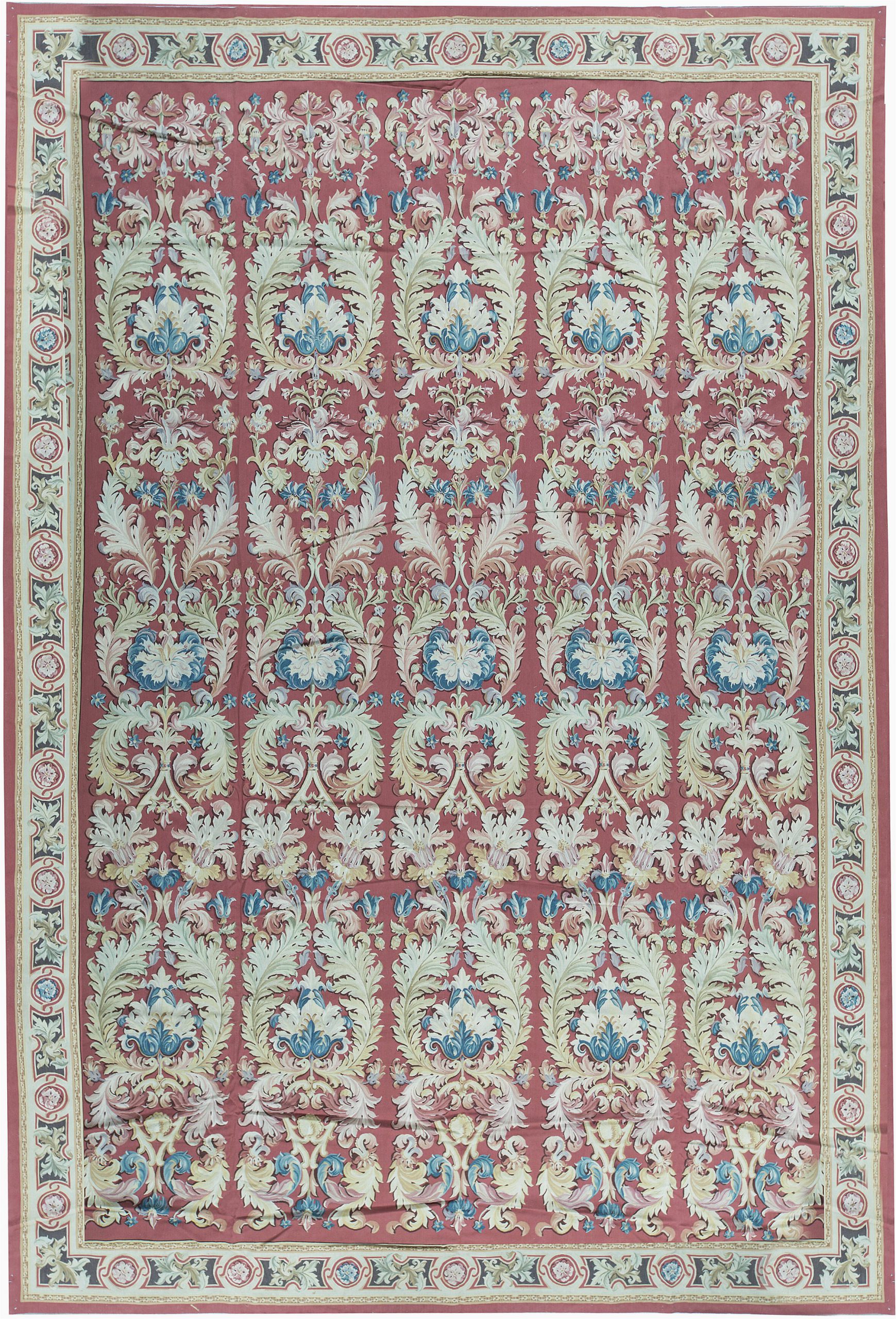 13 X 20 area Rugs E Of A Kind Aubusson Renaissance Hand Knotted Red Blue 13 4" X 20 1" Wool area Rug