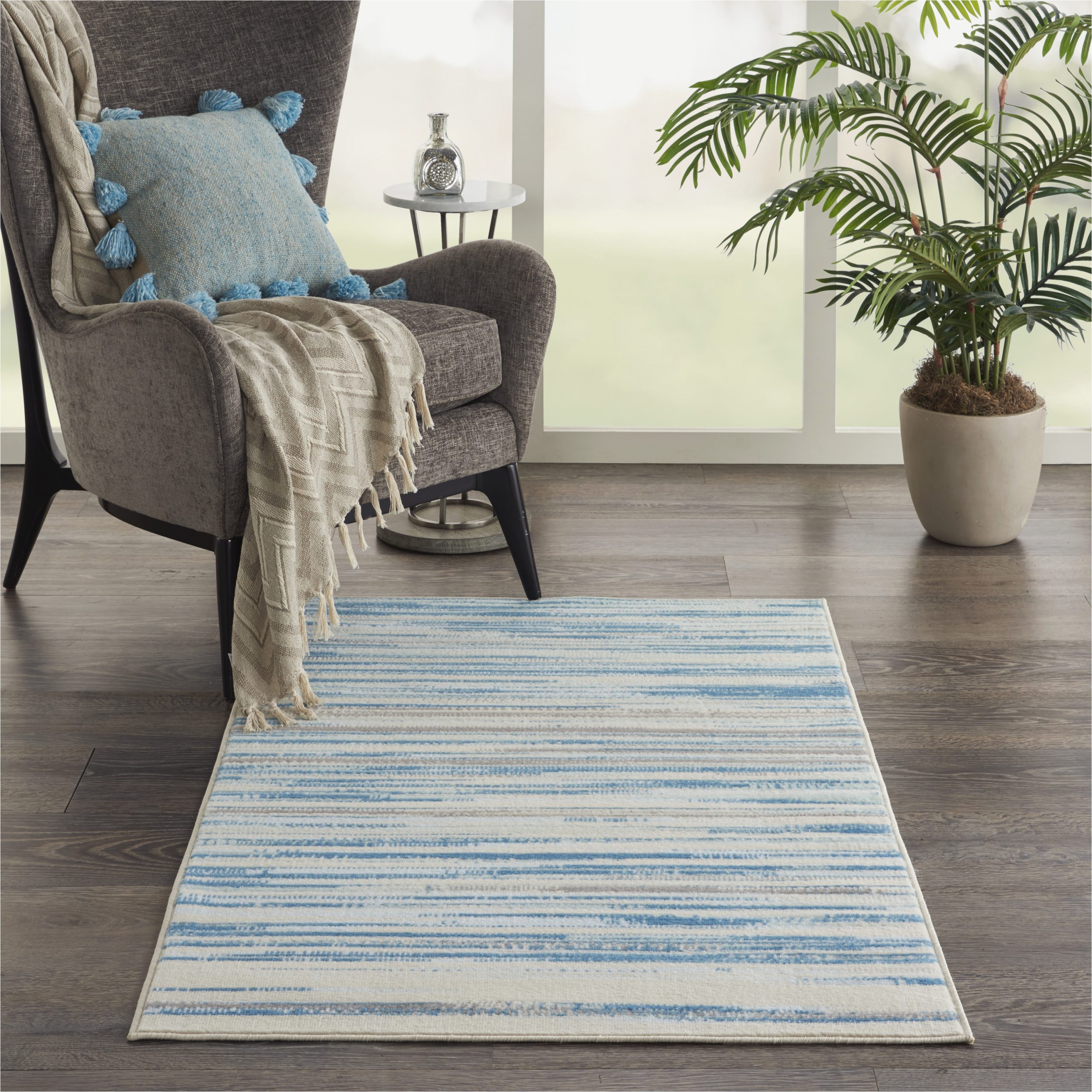 3 X 5 Blue Rug Nourison Jubilant Abstract Blue 3′ X 5′ area Rug, (3×5)