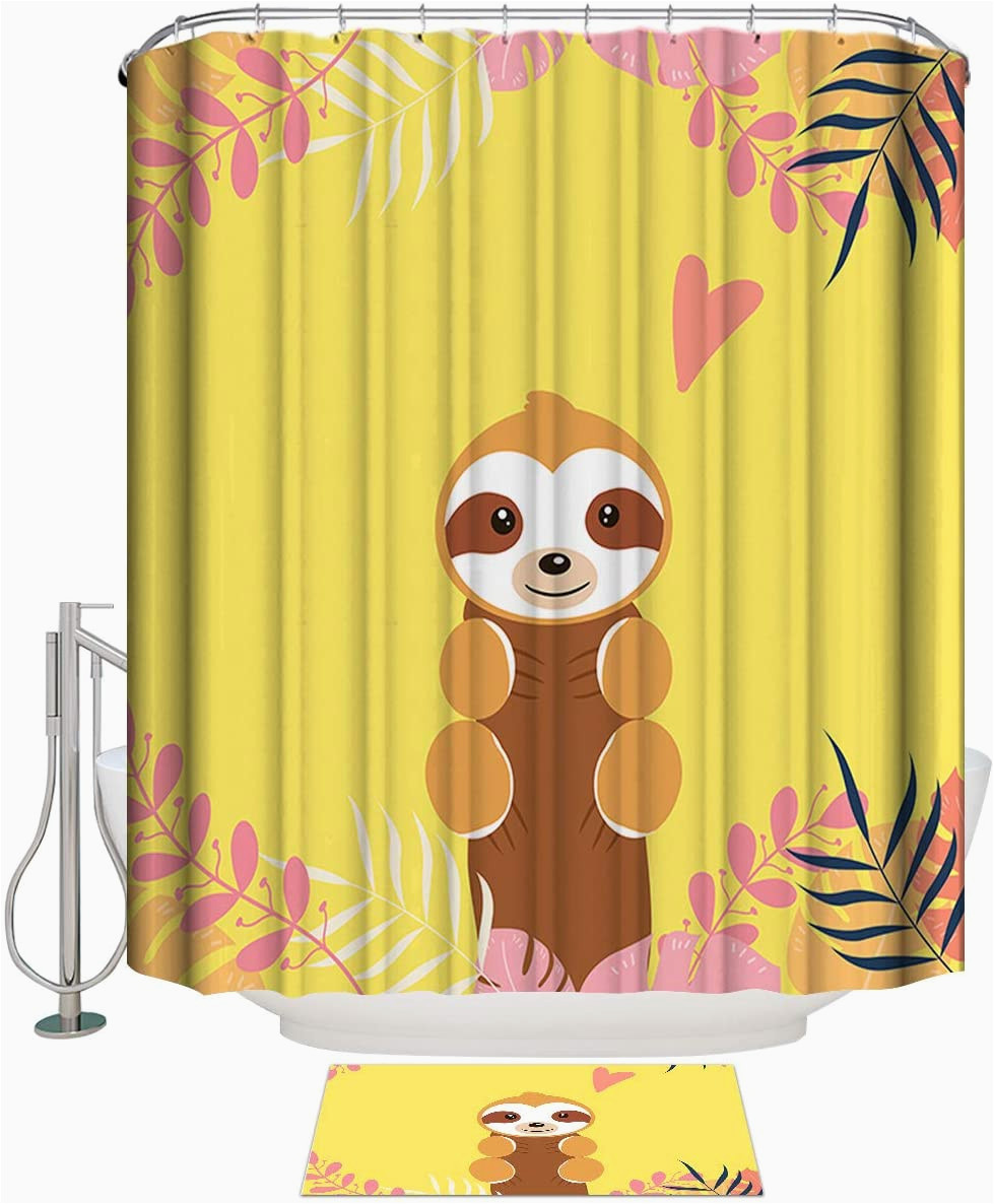 36 X 72 Bath Rug Amazon Com Daringone Sloth Shower Curtain Sets 36x 72