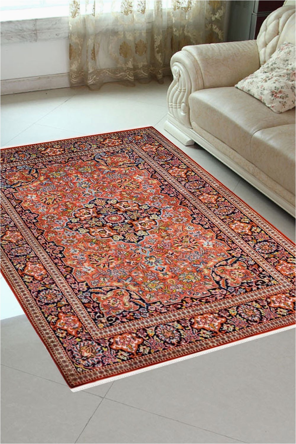 4 X 6 Ft area Rugs Rust Kashan 4 X 6 Feet Silk Carpets India area Rug
