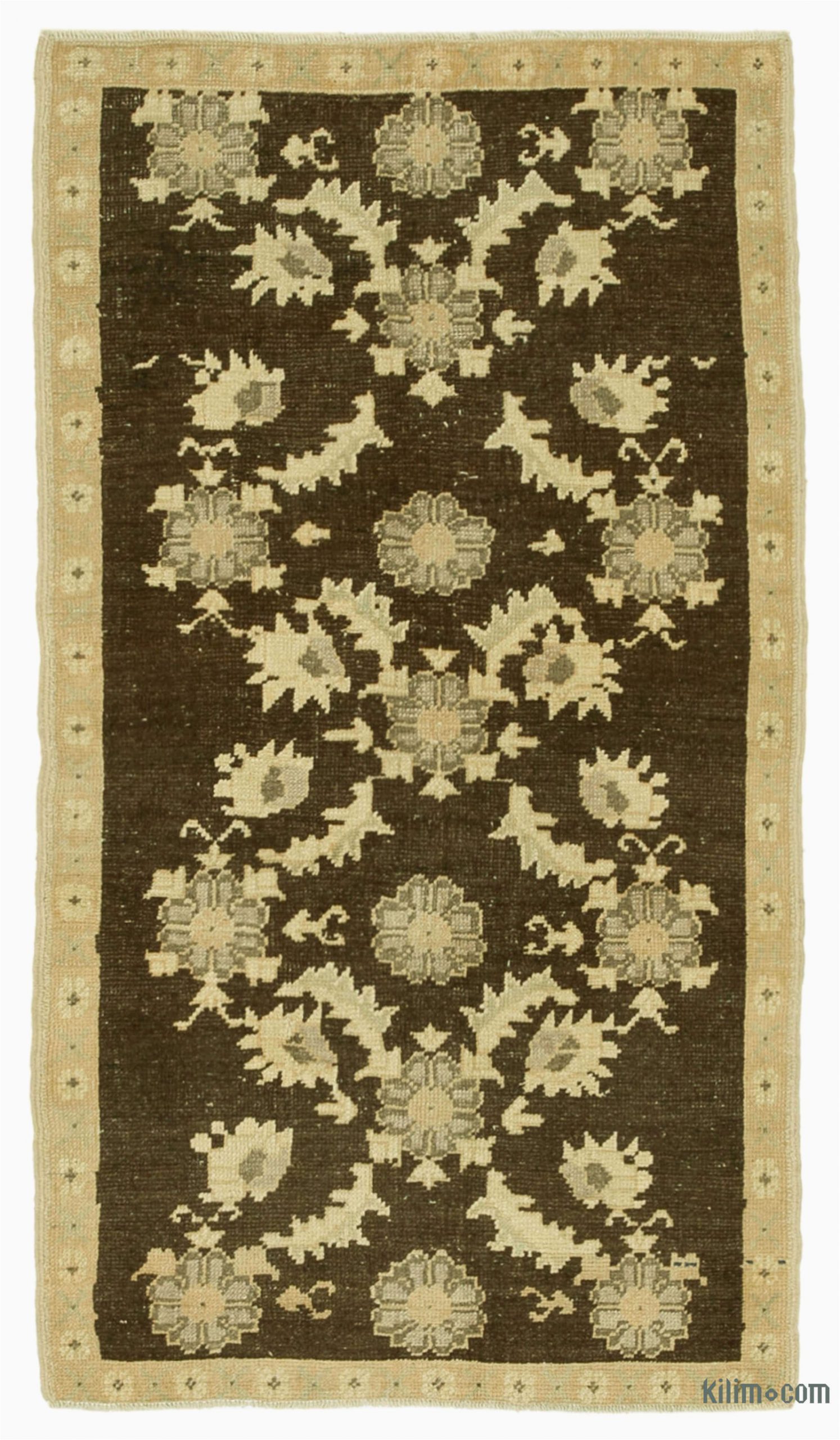 5 by 5 area Rugs Beige Brown All Wool Hand Knotted Vintage area Rug 3 X 5 5" 36 In X 65 In