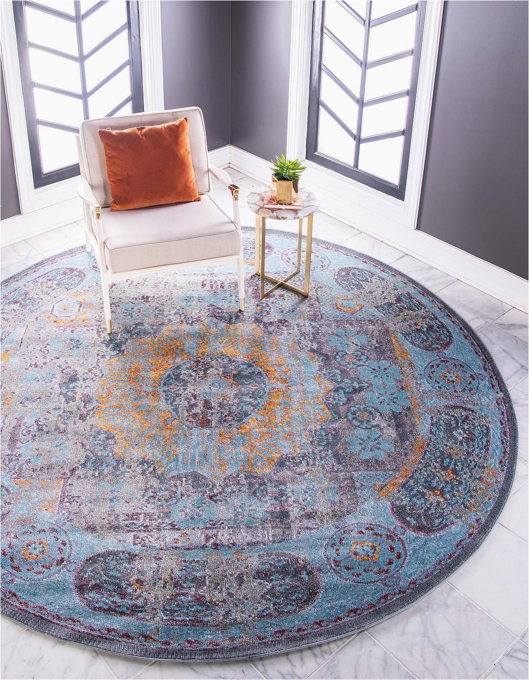 5 by 5 area Rugs Blue 5 5 X 5 5 Santiago Round Rug area Rugs