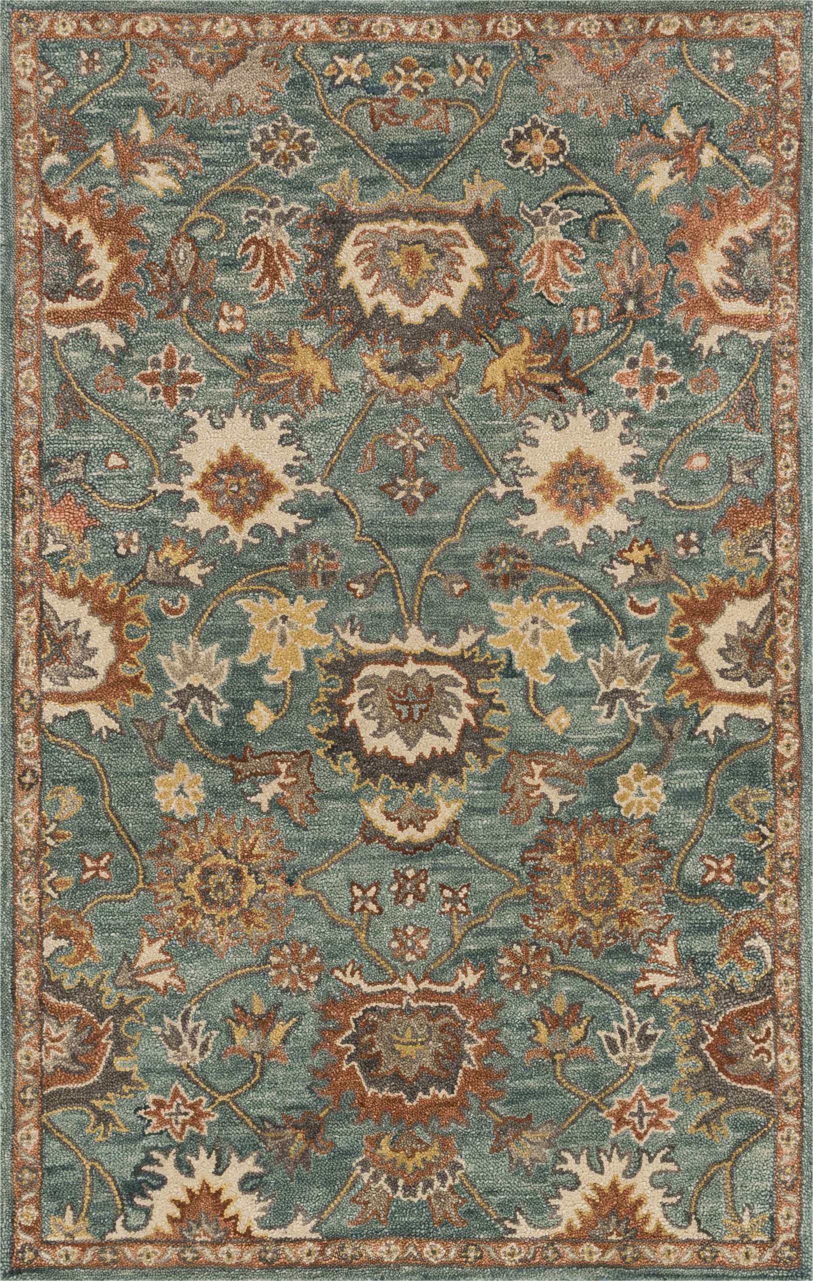 Ann and Hope area Rugs Durkee oriental Hooked Blue Wool Blue area Rug