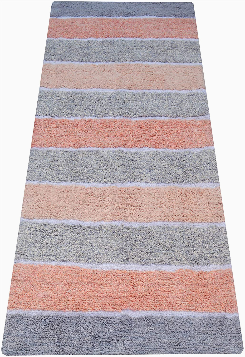 Bath Rug Non Skid Backing Chardin Home Cordural Stripe Bath Runner Non Skid Backing 24 W X 60 L Lavender Gray and Coral Pink