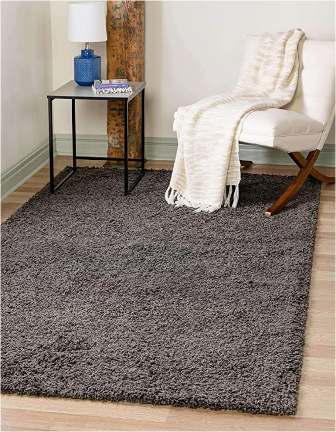 Bed Bath and Beyond area Rugs 9×12 Unique Loom solo solid Shag Collection Modern Plush Graphite Gray area Rug 5 0 X 8 0