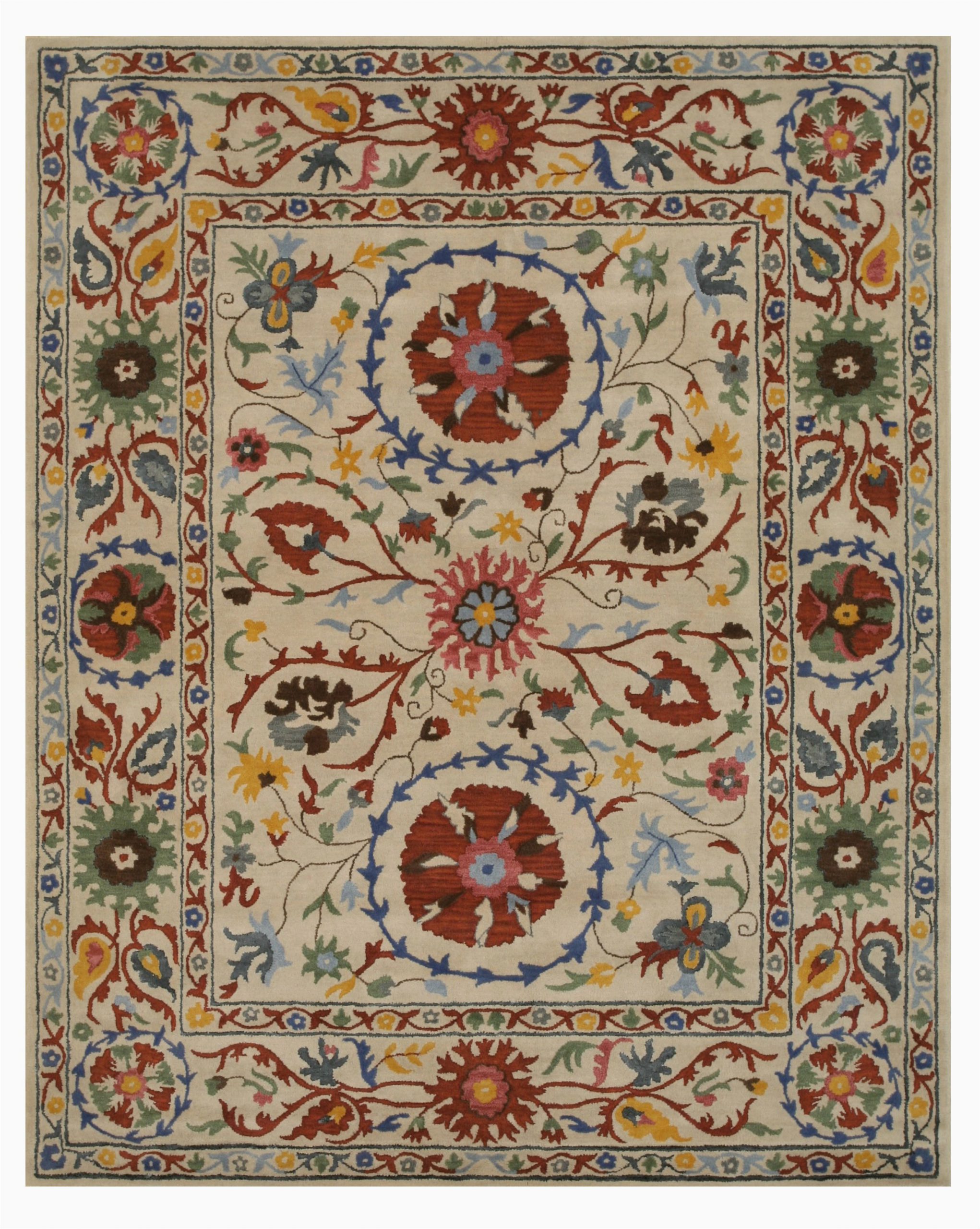 Better Homes Gardens Suzani Indoor area Rug Hand Tufted Wool Ivory Transitional Floral Suzani Rug Walmart