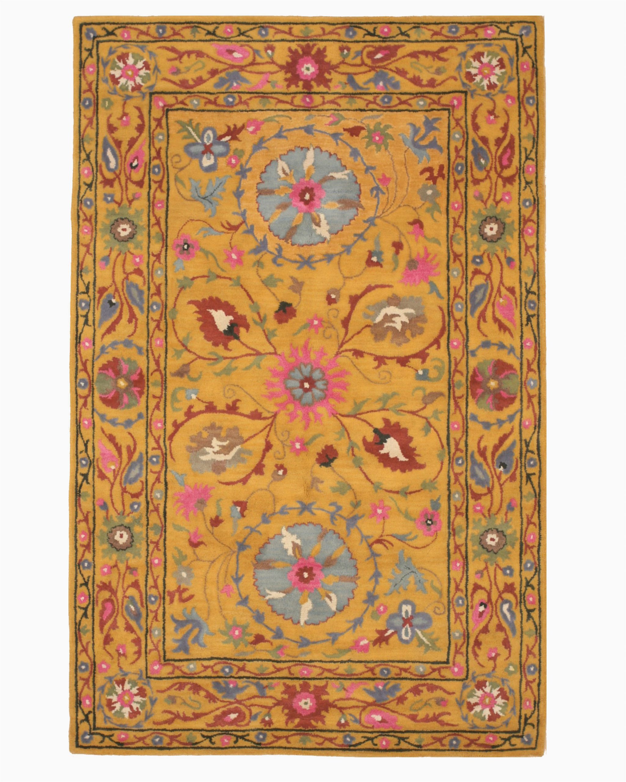 Better Homes Gardens Suzani Indoor area Rug Hand Tufted Wool Yellow Traditional Floral Suzani Rug Walmart